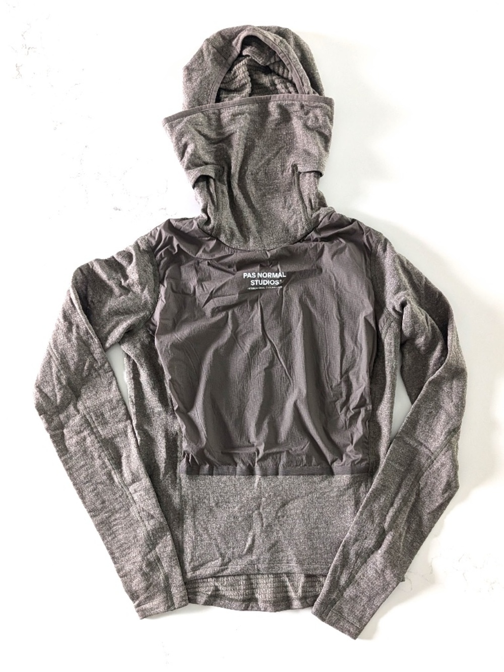 Pas Normal Studios Womens Thermal Hooded Windproof Baselayer Dark Stone Small